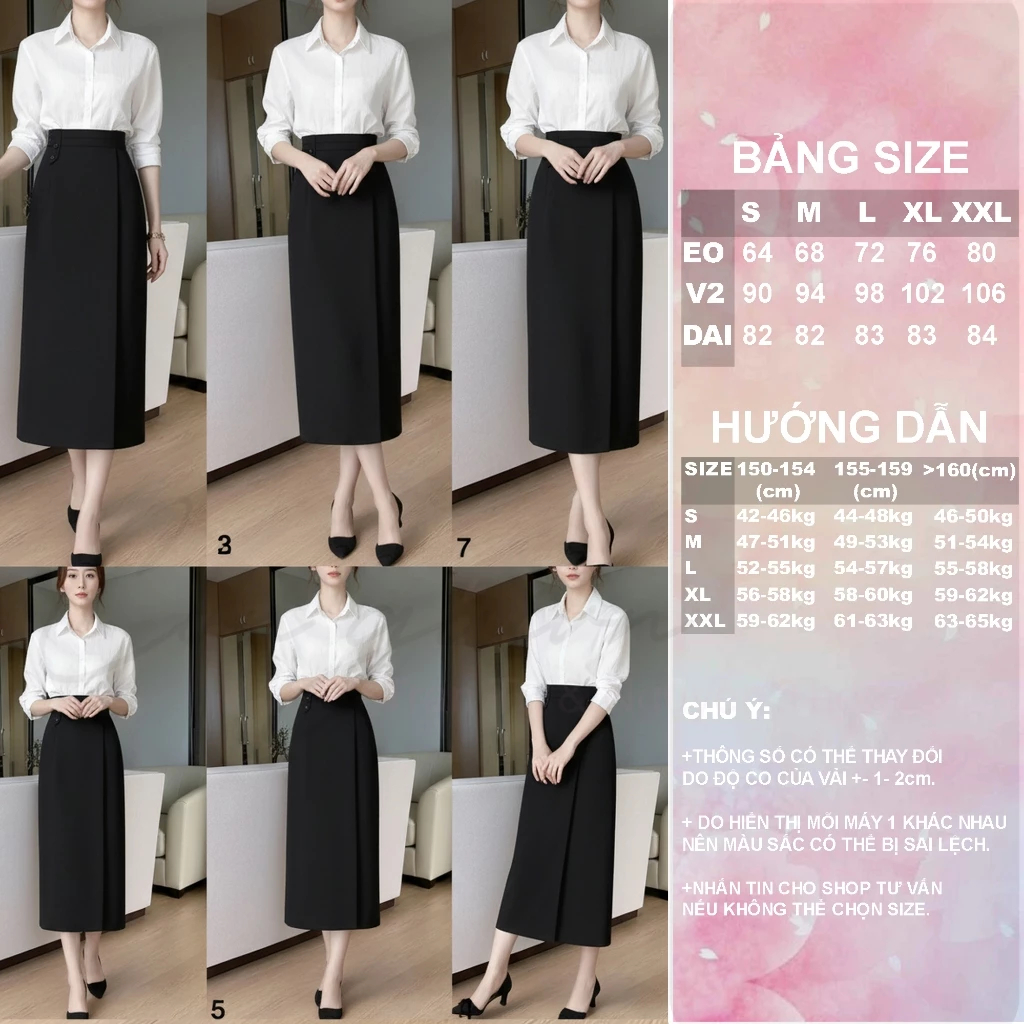 [Peinn] Chân váy dài dáng suông xẻ trước CV41 – Cạp cao, vải dày đứng form, dài 82–84cm