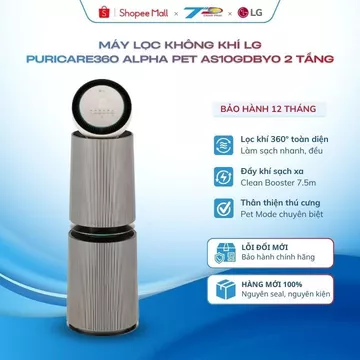 Máy lọc không khí LG PuriCare360 Alpha PET AS10GDBY0 2 tầng hút gió 360 độ lọc bụi mịn PM1.0