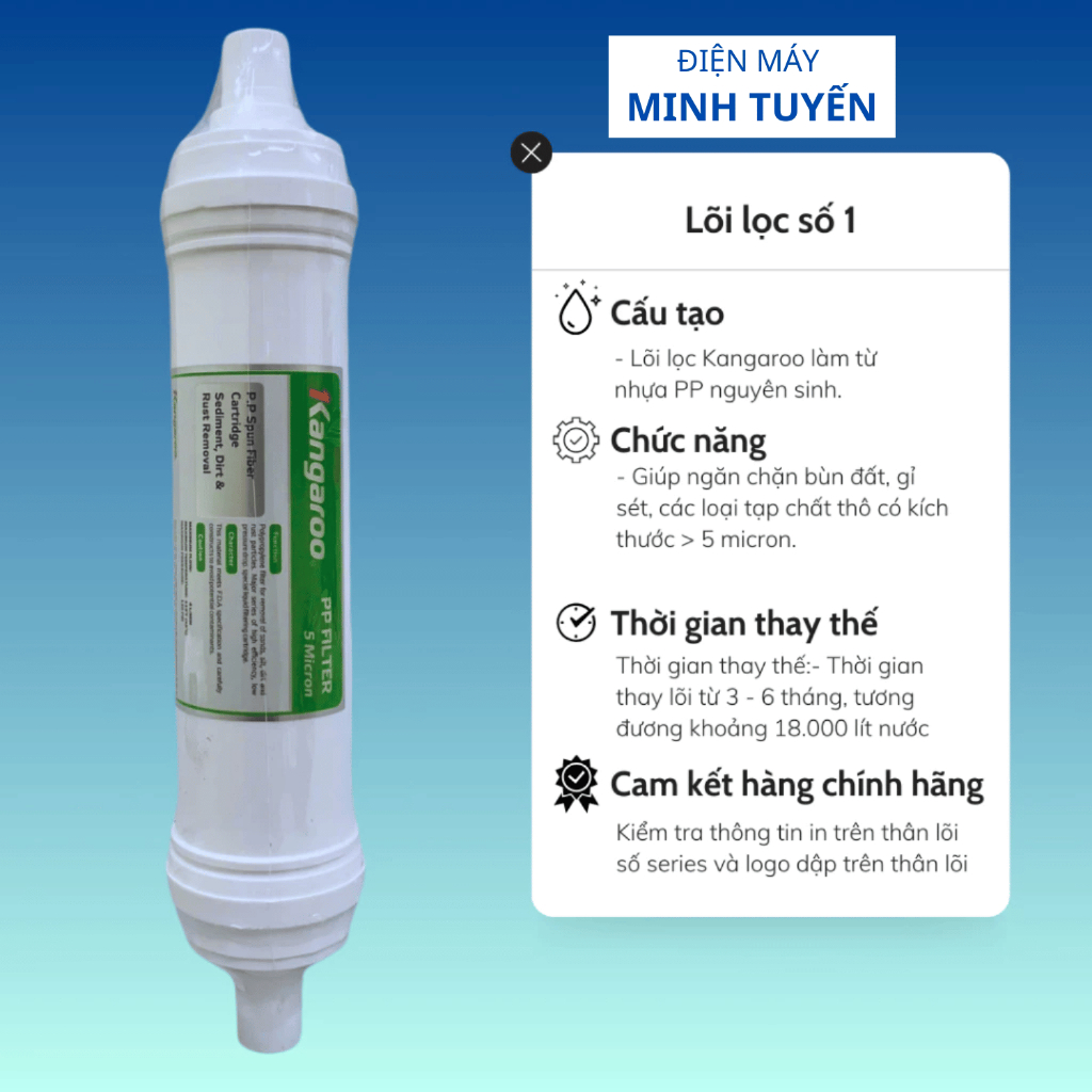 Combo 3 Lõi Lọc Số 123 Kangaroo Dạng Đúc Dùng Cho Model KG100HK, KA10A4, KG10A5, KG100ES, KG100ES1.