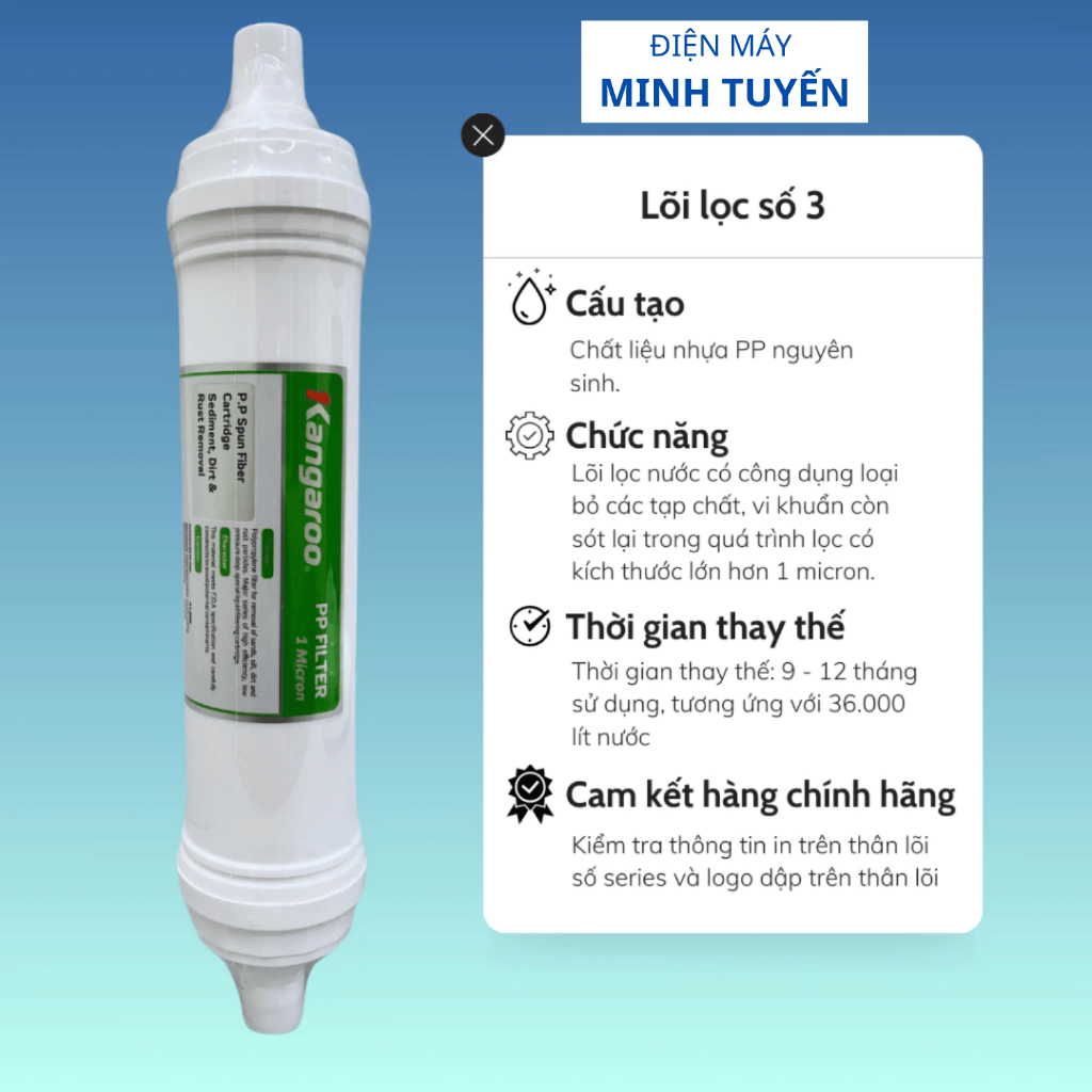 Combo 3 Lõi Lọc Số 123 Kangaroo Dạng Đúc Dùng Cho Model KG100HK, KA10A4, KG10A5, KG100ES, KG100ES1.