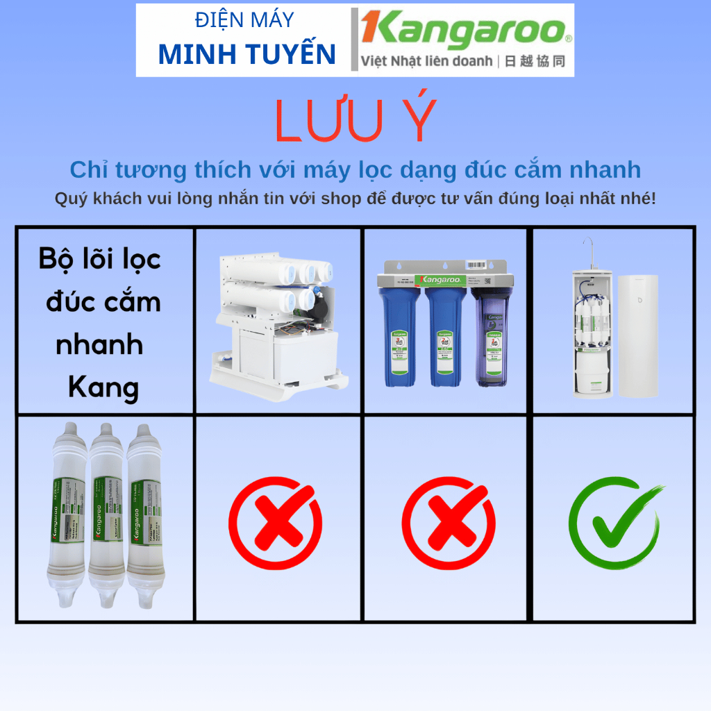 Combo 3 Lõi Lọc Số 123 Kangaroo Dạng Đúc Dùng Cho Model KG100HK, KA10A4, KG10A5, KG100ES, KG100ES1.