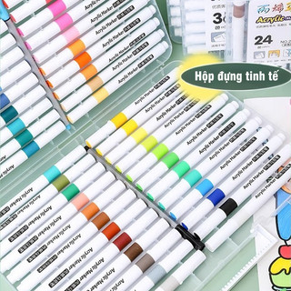 Màu Acrylic Marker - Bộ 48 Màu Cao Cấp Cho Học Sinh - Bút Lông Màu Đa Dạng - Hoàn Hảo Cho Bộ Vẽ Tranh