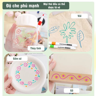 Màu Acrylic Marker - Bộ 48 Màu Cao Cấp Cho Học Sinh - Bút Lông Màu Đa Dạng - Hoàn Hảo Cho Bộ Vẽ Tranh