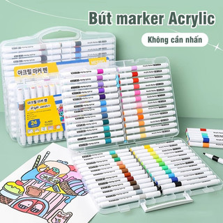 Màu Acrylic Marker - Bộ 48 Màu Cao Cấp Cho Học Sinh - Bút Lông Màu Đa Dạng - Hoàn Hảo Cho Bộ Vẽ Tranh