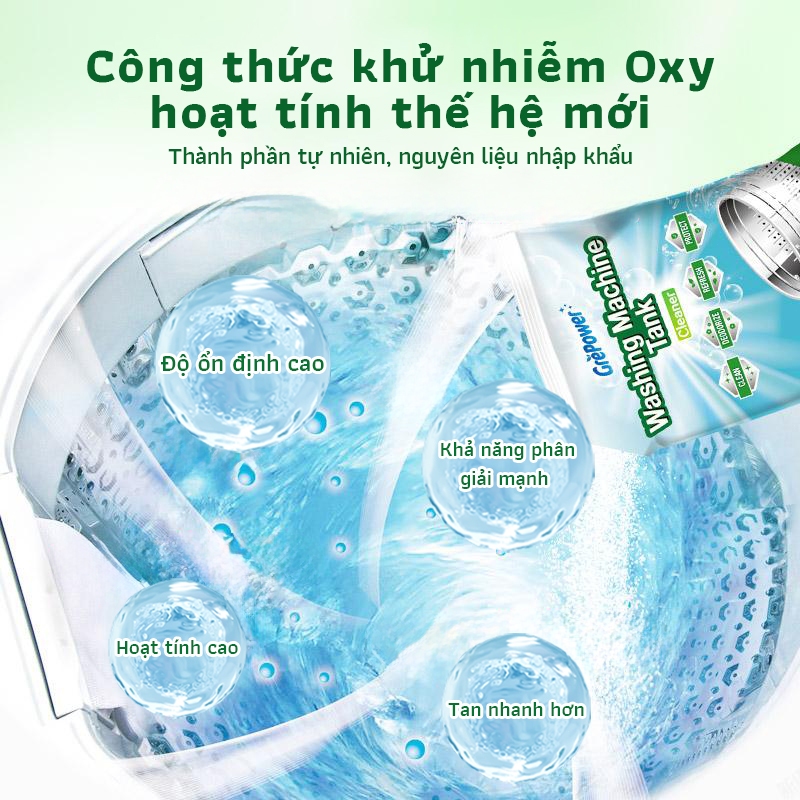Bột Vệ Sinh Lồng Giặt GrePower, VN-6, 125g, Kháng Khuẩn, Bột Làm Sạch Trống Máy Giặt, Chất Tẩy Rửa, Đồ Dùng Máy Giặt Sâu