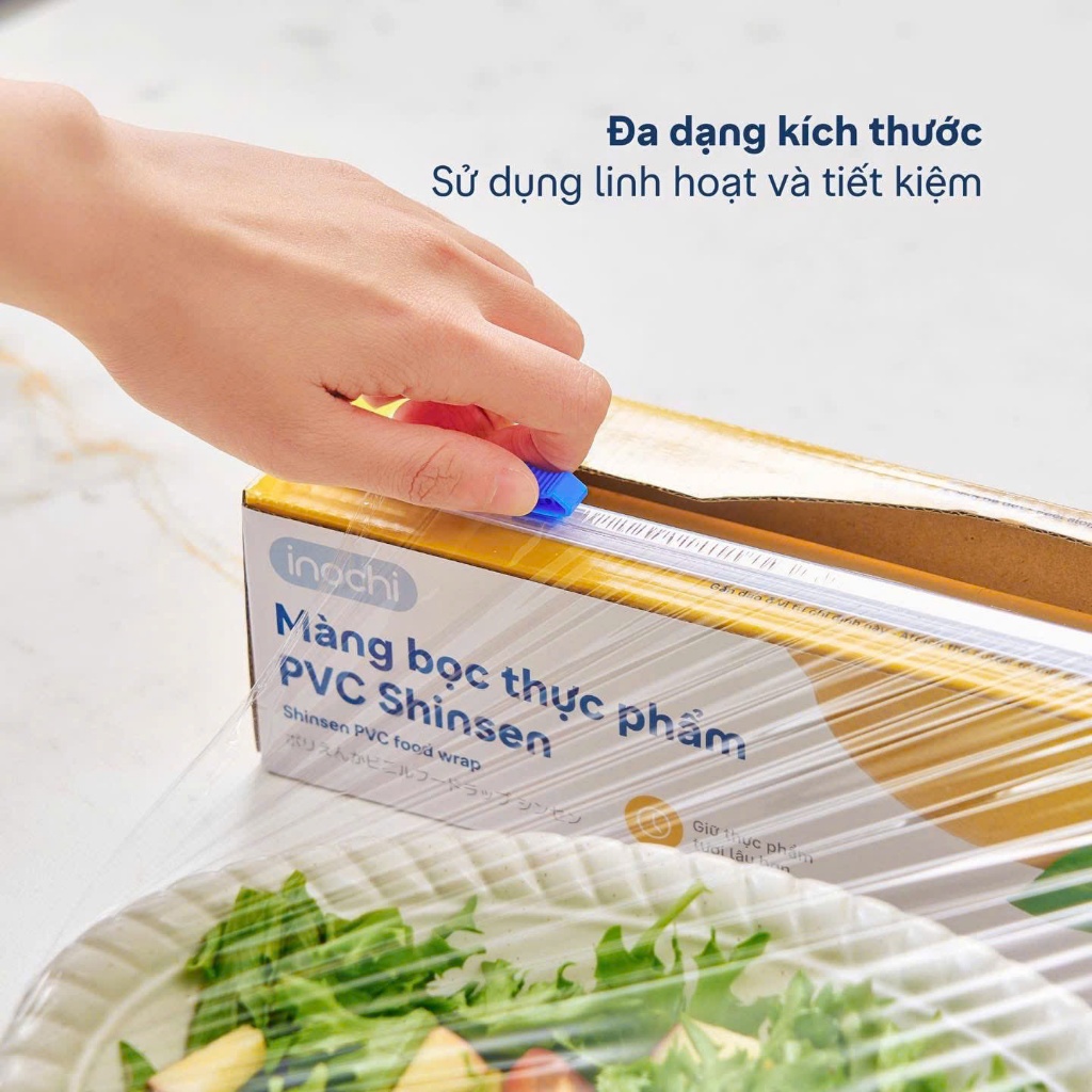 [MỚI] Màng bọc thực phẩm PVC Shinsen Inochi 30*10000/120000/15000cm giữ thịt cá, rau,.. tươi lâu, an toàn nhiệt -70-70*C