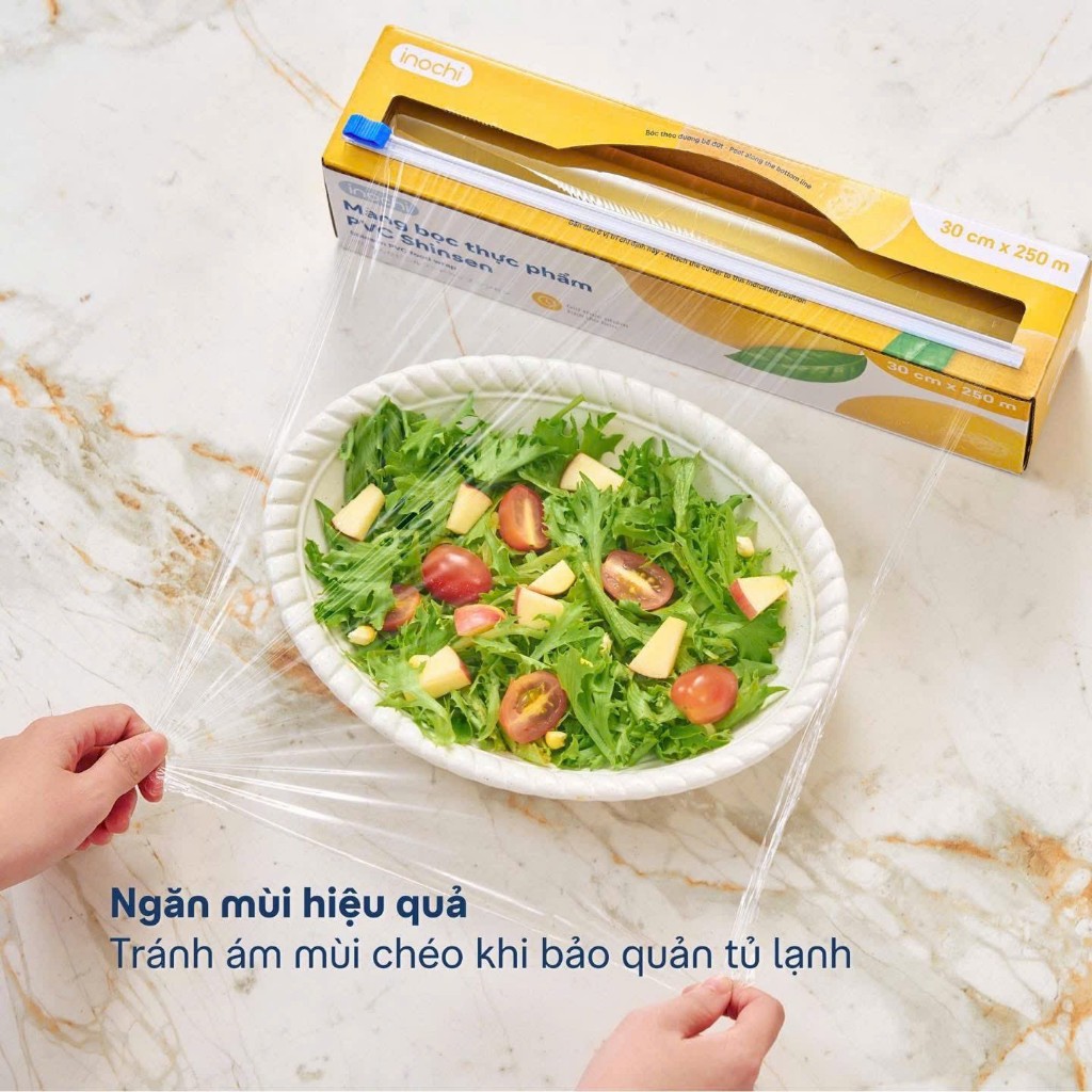 [MỚI] Màng bọc thực phẩm PVC Shinsen Inochi 30*10000/120000/15000cm giữ thịt cá, rau,.. tươi lâu, an toàn nhiệt -70-70*C