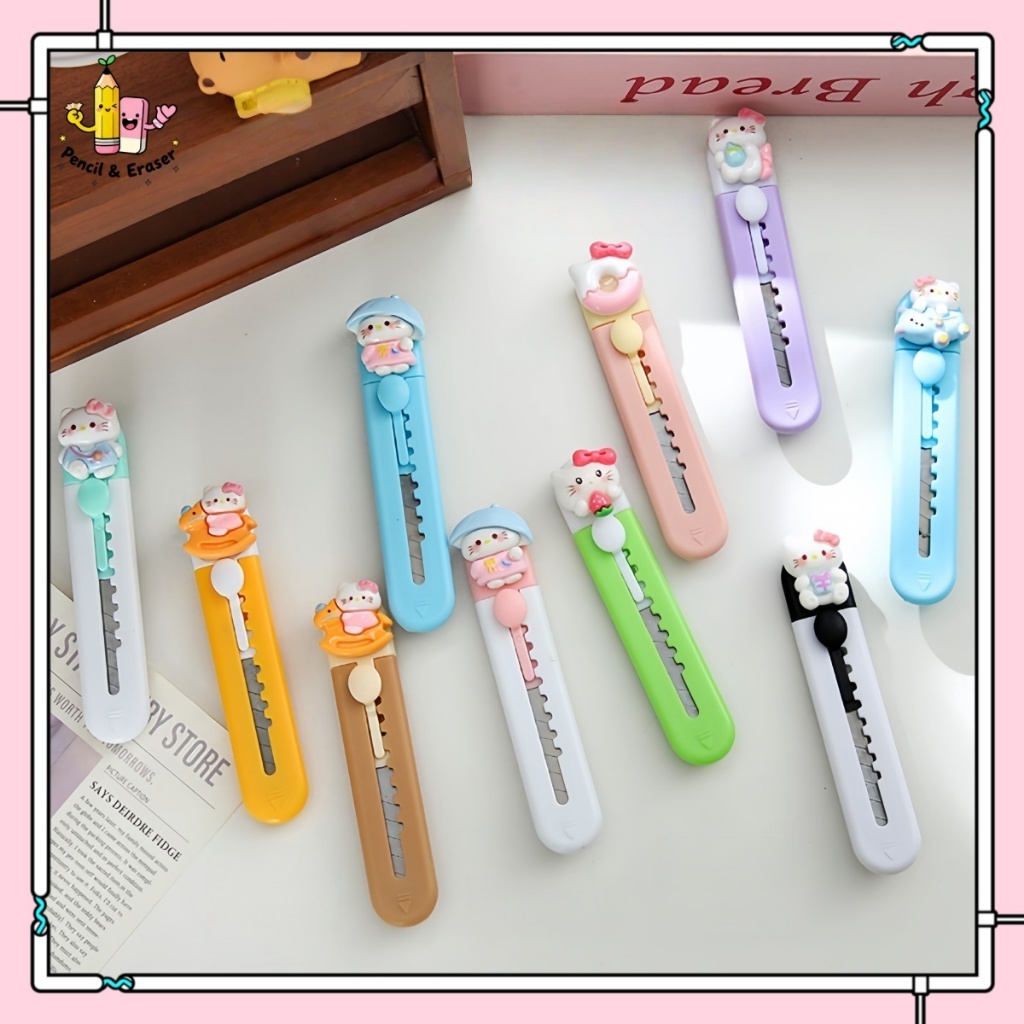 Bút Dao Dọc Giấy Mini Gắn Charm (Mẫu Hoạt Hình Dễ Thương) – Dao Mở Hàng/Bóc Thư Trong Suốt
