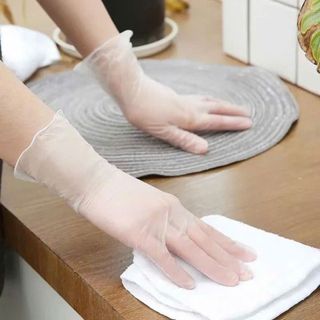 Găng tay cao su trong suốt không mùi không bột, bao tay cao su y tế siêu dai hộp 100 chiếc cho nấu ăn, spa, sửa chữa