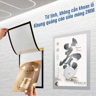 Khung Ảnh Nam Châm Chuyên Nghiệp, Khung Đựng Chứng Chỉ A4/A3 Treo Tường Trưng Bày Giấy Phép Kinh Doanh