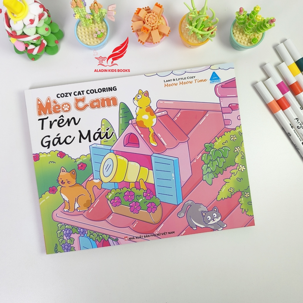 Sách - Tô Màu Mèo Cam Trên Gác Mái – Cozy Healing – Sách Tô Màu Thư Giãn, Tranh Dễ Tô, Giấy Đẹp