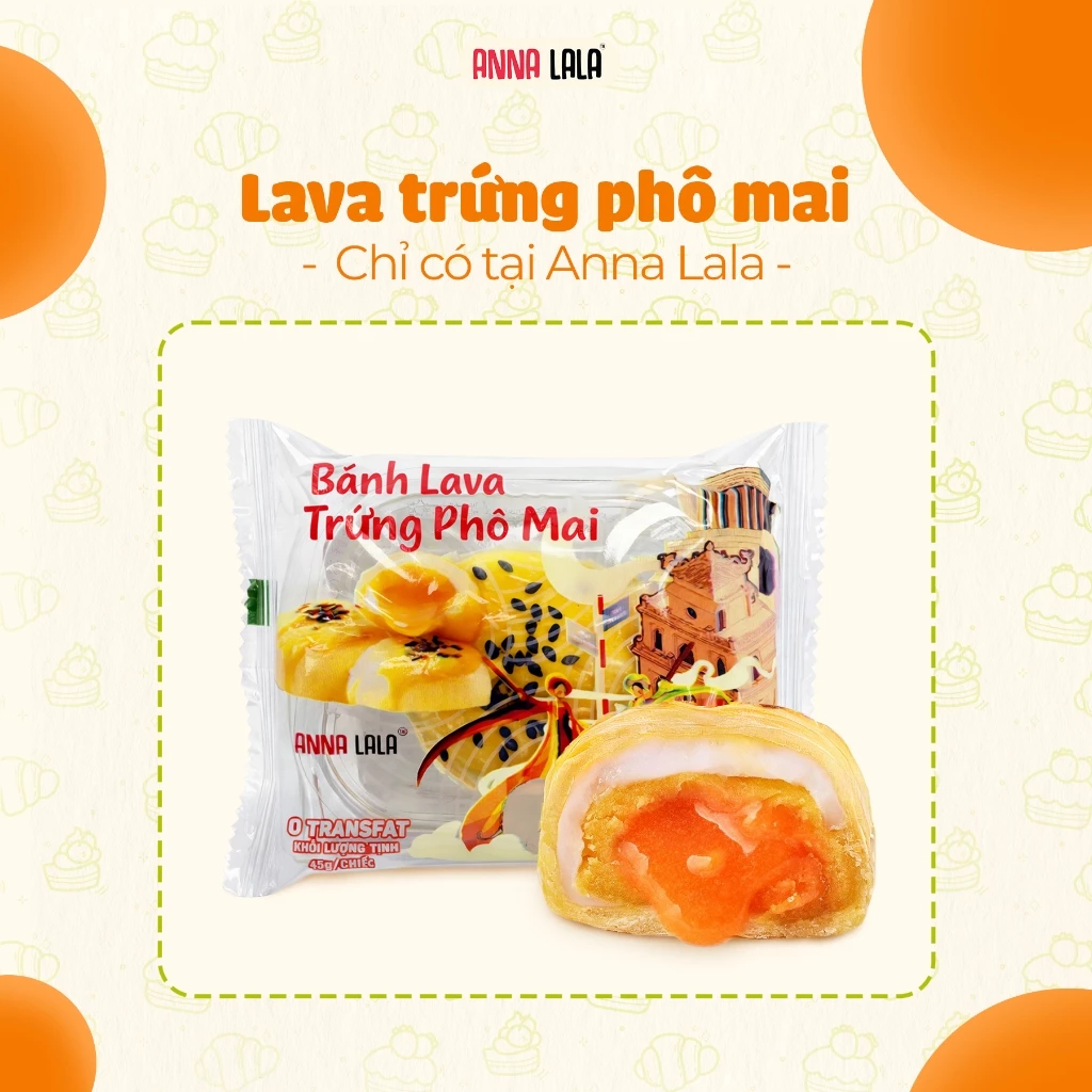 BÁNH LAVA NHÂN CHẢY 45g BAO BÌ MỚI nhân chảy, Mochi Kéo Sợi– GIẢM DẦU, ÍT NGỌT, Dẻo Mềm,Thơm Ngon,4 tầng vị giác