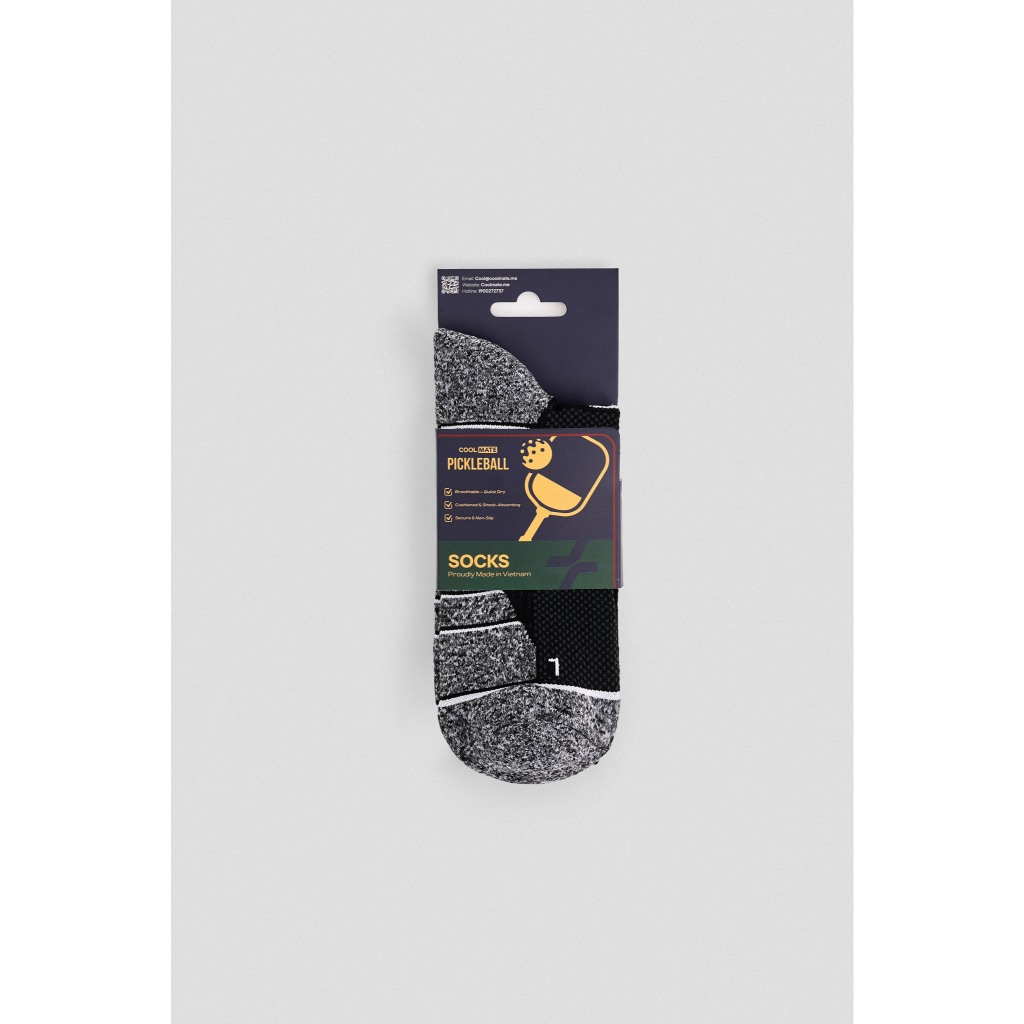 [MUA 2 GIẢM 5%]Tất Pickleball Nam Cổ Trung Court Black co giãn, thấm hút, kháng khuẩn Coolmate