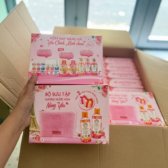 set quà tặng sữa tắm purite hương nước hoa mini du lịch tiện lợi