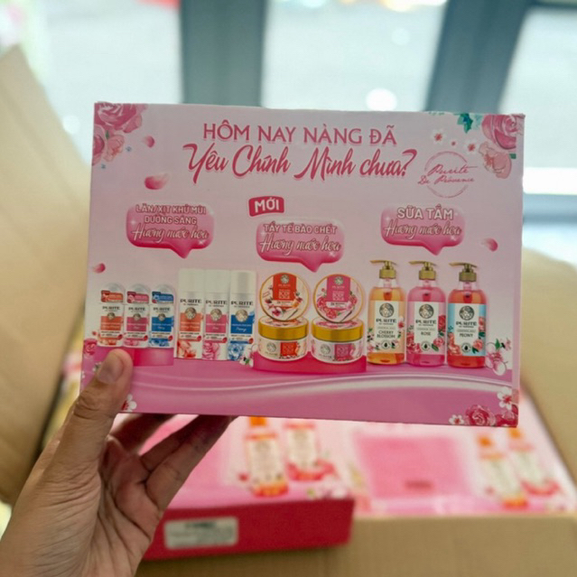 set quà tặng sữa tắm purite hương nước hoa mini du lịch tiện lợi