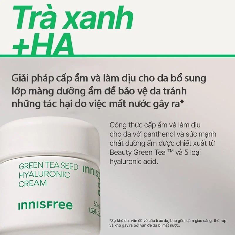 Kem Dưỡng Da Chiết Xuất Trà Xanh nnisfree Green Tea Seed Hyaluronic Cream 50ml