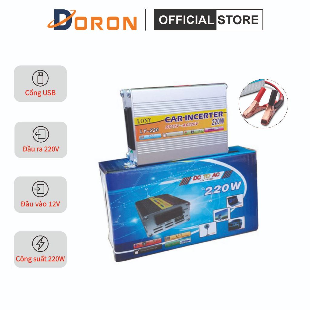 Máy kích điện 12v lên 220v LONY 220W sử dụng thiết bị gia đình lúc khẩn cấp