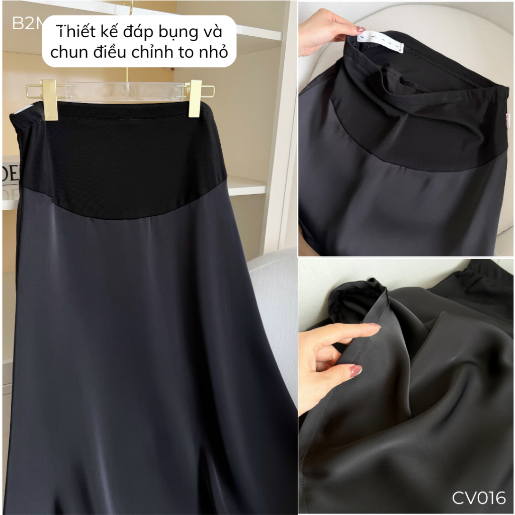 Chân Váy Bầu Đuôi Cá, Giấu Bụng Tôn Dáng, Chất Lụa Tô Châu, Mặc Đi Làm Đi Chơi - Guno Skirt CV016 By B2MUM
