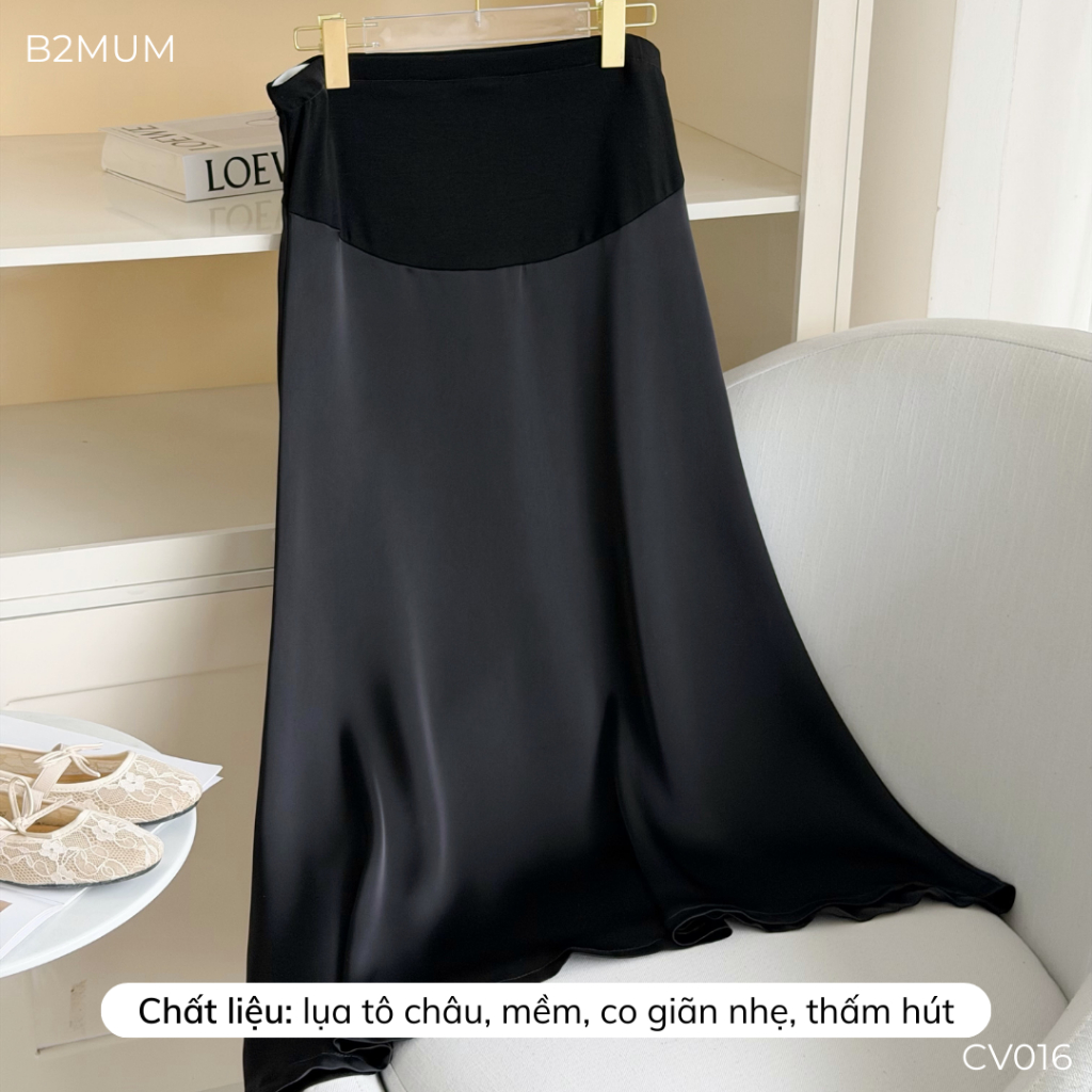 Chân Váy Bầu Đuôi Cá, Giấu Bụng Tôn Dáng, Chất Lụa Tô Châu, Mặc Đi Làm Đi Chơi - Guno Skirt CV016 By B2MUM