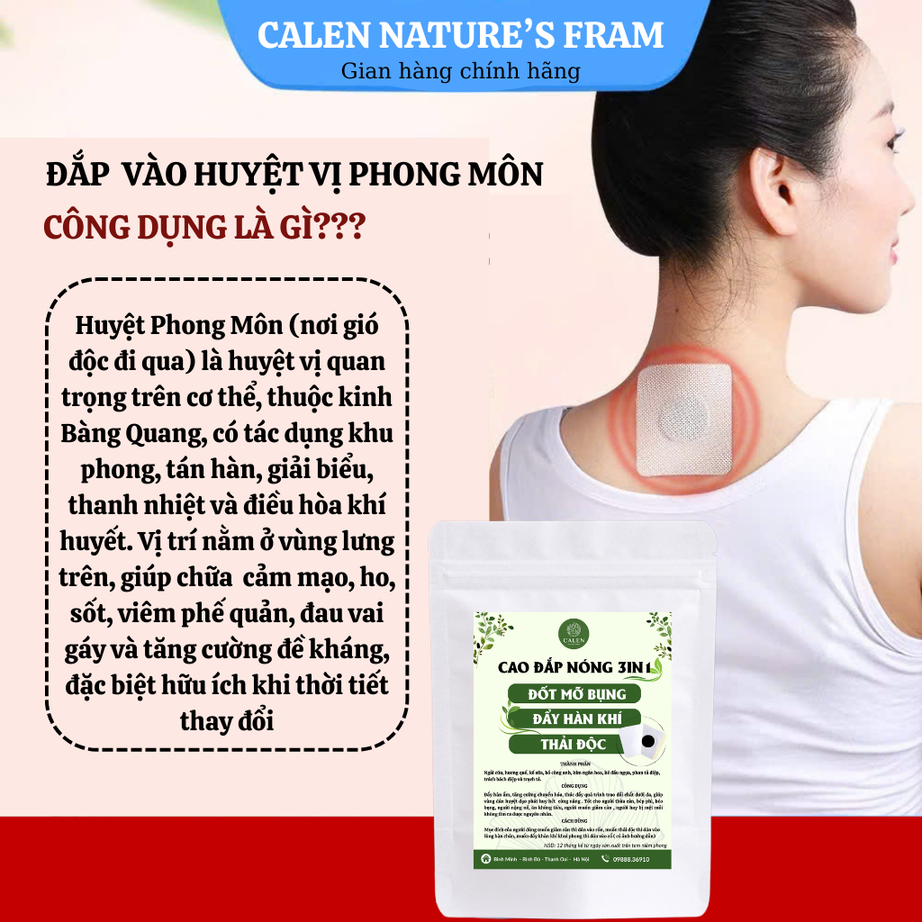 [G/c mới 2026] Miếng dán cao nóng cô đặc 3in1 Calen Nature Farm đốt mỡ , bài hàn, thải độc bịch 10 miếng mua 2 tặng 1