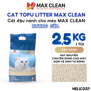 Cát Mèo, Cát Vệ Sinh Cho Mèo Đậu Nành Hương Sữa, Tofu Hạt Nhuyễn, Hạt Nhỏ Max Clean 2.5KG