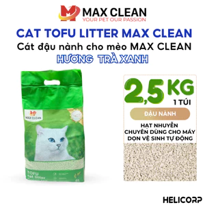 Cát Mèo, Cát Vệ Sinh Cho Mèo Đậu Nành, Tofu Hạt Nhuyễn, Hạt Nhỏ Max Clean 2.5KG Hương Trà Xanh