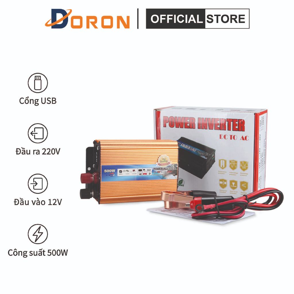 Bộ đổi nguồn 12v lên 220v Inverter 500W