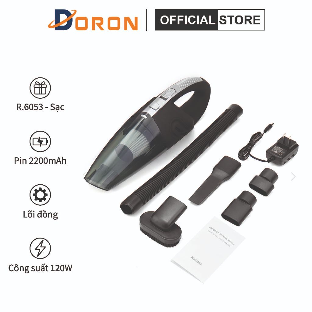 Máy hút bụi gia đình R.6053 kèm Sặc 120W lực hút mạnh, hoạt động êm ái
