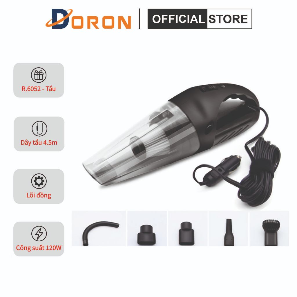 Máy hút bụi R.6052 120W lực hút 9000mpa cao cấp loại cắm tẩu 12v