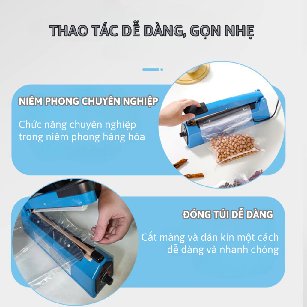 Máy hàn miệng túi nilon PFS-400 tự ngắt an toàn, đường hàn đẹp, tặng dây hàn phụ