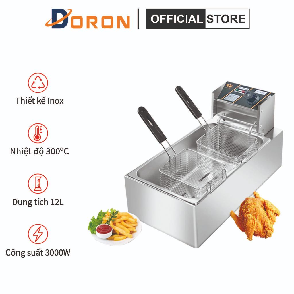 Bếp chiên ngập dầu SUNNY 3000W hệ thống gia nhiệt kép nóng nhanh, sôi mạnh