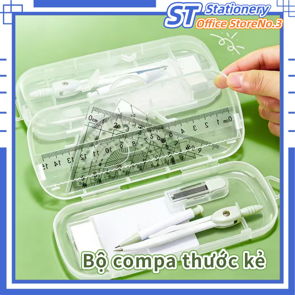 Bộ Compa Thước Kẻ Cao Cấp - Compa, Thước Kẻ Và  Thước ào Góc,Thích Hợp Cho Học Sinh Vẽ Và  ào.