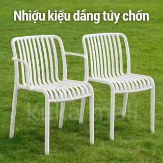 Ghế sân vườn nhựa PP, chống thấm nước, chống nắng không phai màu, thiết kế đơn giản sang trọng, bền bỉ và thoải mái