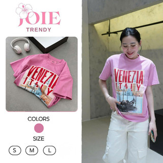 Áo Thun Nữ ( Joie Trendy ) Cotton 100% In Hình VENEZIA ITALY - Áo Phông Màu Hồng Cổ Tròn Mềm Mịn Thấm Hút