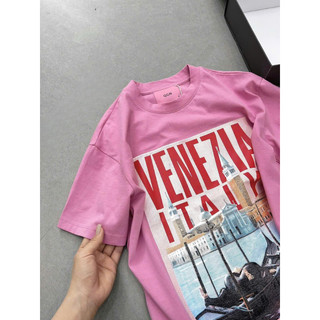 Áo Thun Nữ ( Joie Trendy ) Cotton 100% In Hình VENEZIA ITALY - Áo Phông Màu Hồng Cổ Tròn Mềm Mịn Thấm Hút