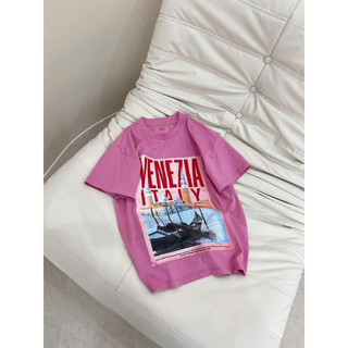 Áo Thun Nữ ( Joie Trendy ) Cotton 100% In Hình VENEZIA ITALY - Áo Phông Màu Hồng Cổ Tròn Mềm Mịn Thấm Hút