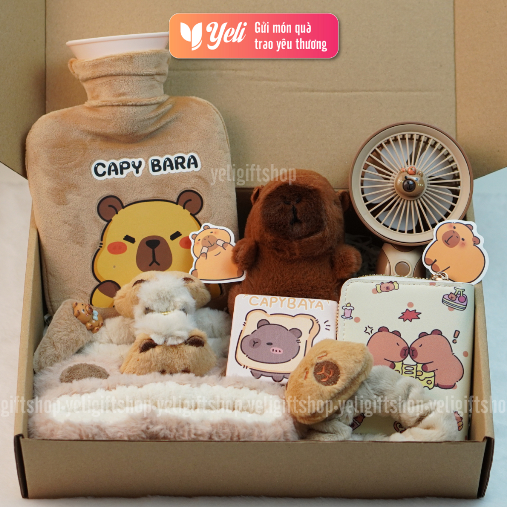 Set Quà Capybara phụ kiện làm quà tặng bạn thân, người yêu, Combo quà tặng Capybara móc khóa Yeli Shop