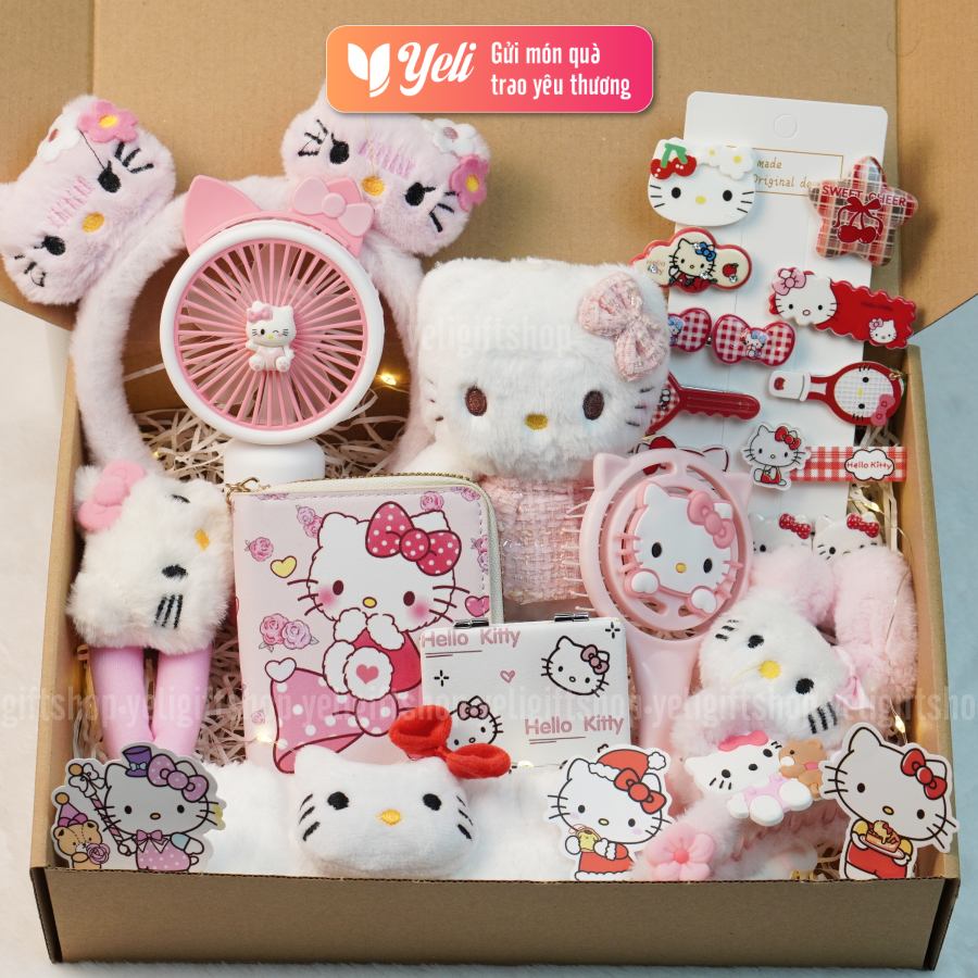 Set Hello Kitty quà tặng, Set quà Hello Kitty phụ kiện dễ thương, xinh xắn, bộ quà tặng Kitty Yeli Shop