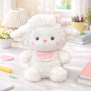 Gấu Bông Cừu Bông Đeo Yếm Nhiều Màu Đáng Yêu, Thú Nhồi Bông Mềm Mại Xinh Xắn, Quà Tặng & Trang Trí Đáng Yêu Cho Bé