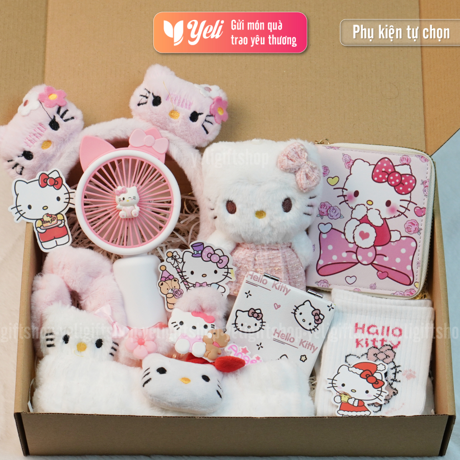 Hộp quà tặng phụ kiện Hello Kitty tự chọn, Phụ kiện quà tặng Hello Kitty đáng yêu, Sét quà tự chọn Yeli Shop