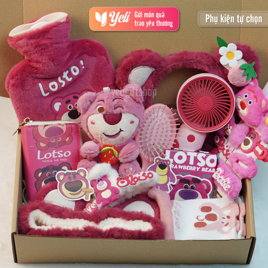 Phụ kiện quà tặng Gấu dâu Lotso tự chọn, Hộp quà quà tặng Lotso đáng yêu, Sét quà tự chọn nhiều phụ kiện Yeli Shop