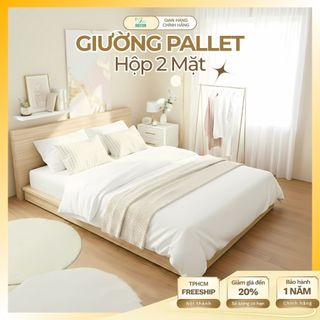 Giường Pallet Hộp 2 Mặt 1m2x2m 1m6x2m 1m8x2m, Khung Giường Ngủ Chắc Chắn Gỗ Thông Tự Nhiên Giá Rẻ Nhiều Kích Thước