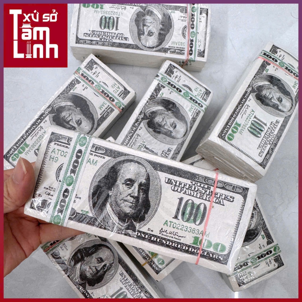 Tiền Vàng Mã Đô La Mỹ, Tiền Polymer Âm Phủ Đủ Mệnh Giá Cao Cấp Giấy Đẹp, In Sắc Nét, Xấp Dày Bọc NiLong