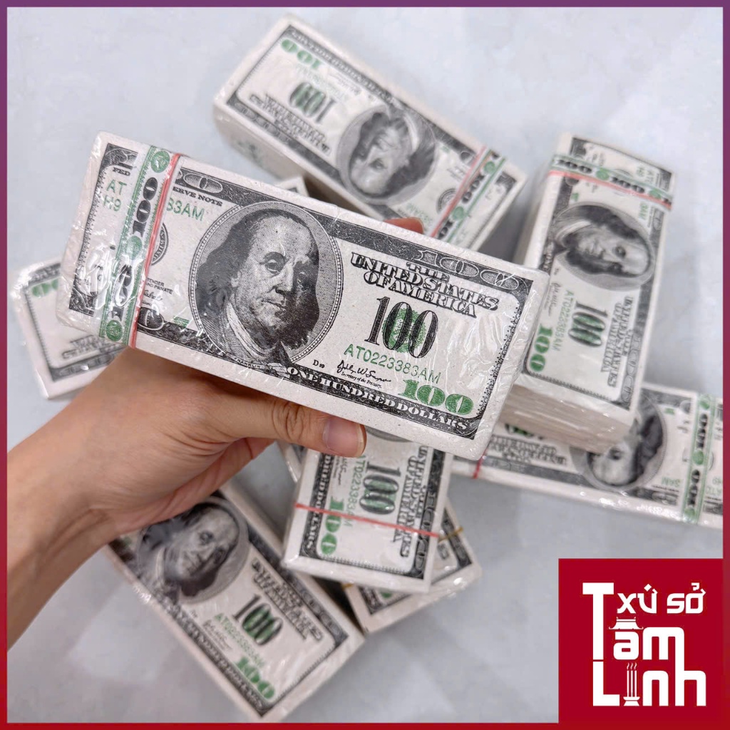 Tiền Vàng Mã Đô La Mỹ, Tiền Polymer Âm Phủ Đủ Mệnh Giá Cao Cấp Giấy Đẹp, In Sắc Nét, Xấp Dày Bọc NiLong