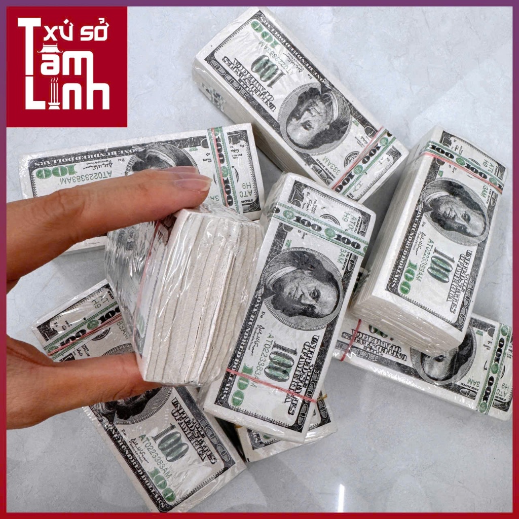 Tiền Vàng Mã Đô La Mỹ, Tiền Polymer Âm Phủ Đủ Mệnh Giá Cao Cấp Giấy Đẹp, In Sắc Nét, Xấp Dày Bọc NiLong