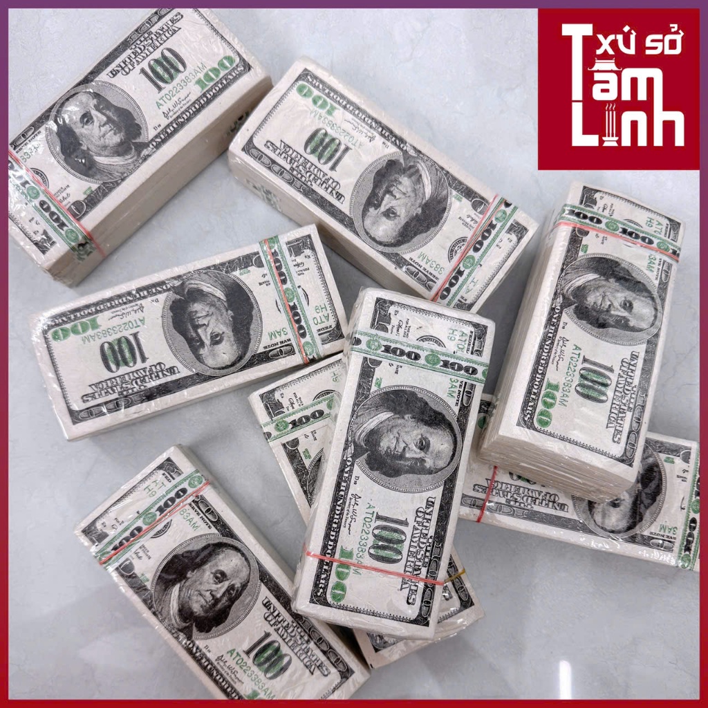 Tiền Vàng Mã Đô La Mỹ, Tiền Polymer Âm Phủ Đủ Mệnh Giá Cao Cấp Giấy Đẹp, In Sắc Nét, Xấp Dày Bọc NiLong