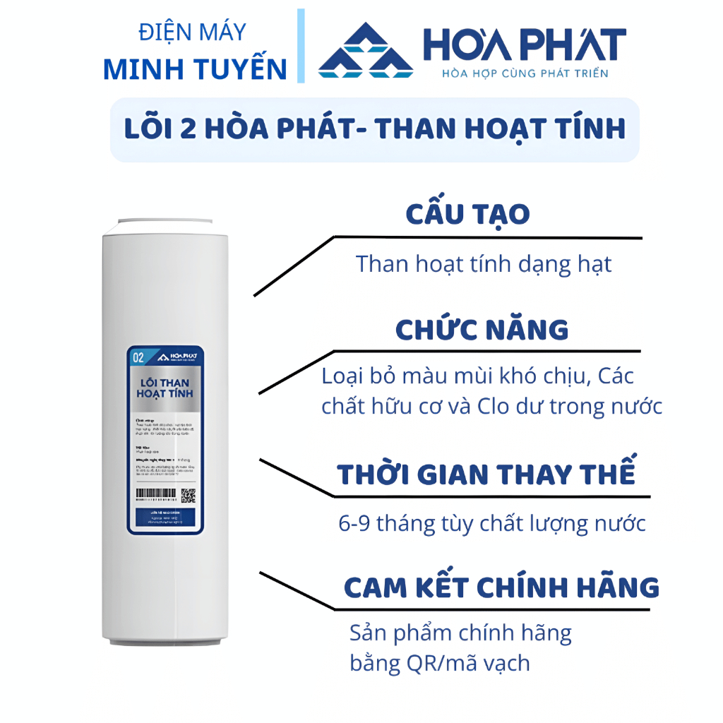 Bộ 3 lõi lọc thô 123 Hòa Phát Chính Hãng dùng cho máy lọc nước RO 3 cốc 10inch