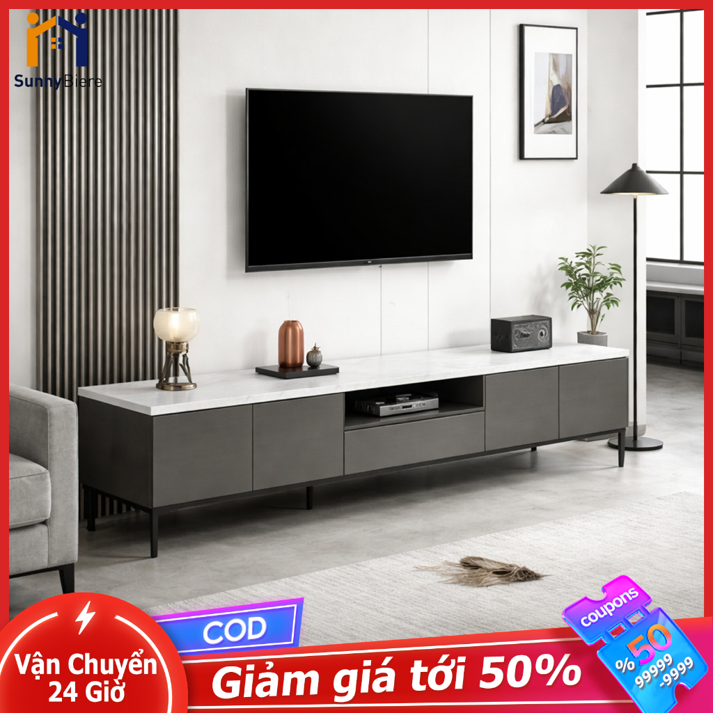 Kệ tivi phòng khách hiện đại Mặt vân đá sang trọng Nhiều ngăn lưu trữ chắc chắn cao cấp 𝙎𝙐𝙉𝙉𝙔 𝘽𝙄𝙀𝙍𝙀