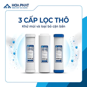 Bộ 3 lõi lọc thô 123 Hòa Phát Chính Hãng dùng cho máy lọc nước RO 3 cốc 10inch