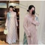 Áo Dài Nữ Cách Tân Dáng Suông Gấm Thọ Chữ Vân Chìm - Set Áo Dài Hồng Phấn Quần Xanh Ngọc Bích Sang Chảnh T1505G